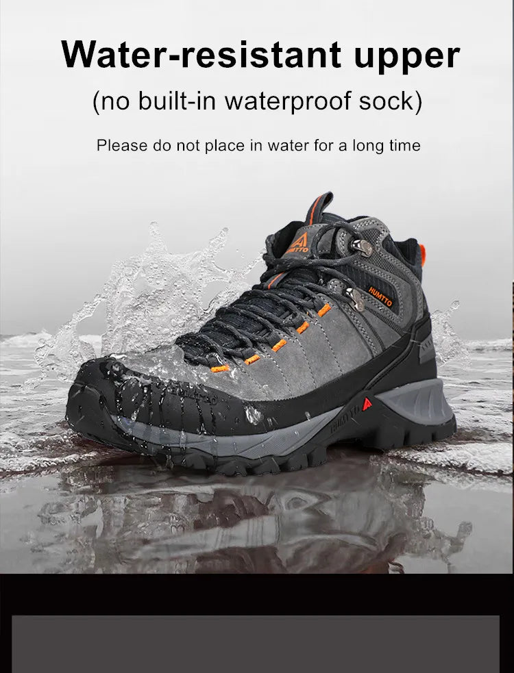 HUMTTO Hiking Shoes Men Trainers Outdoor Trekking Boots Mens Breathable Winter Men's Sports Shoes Leather Safety Work Sneakers
