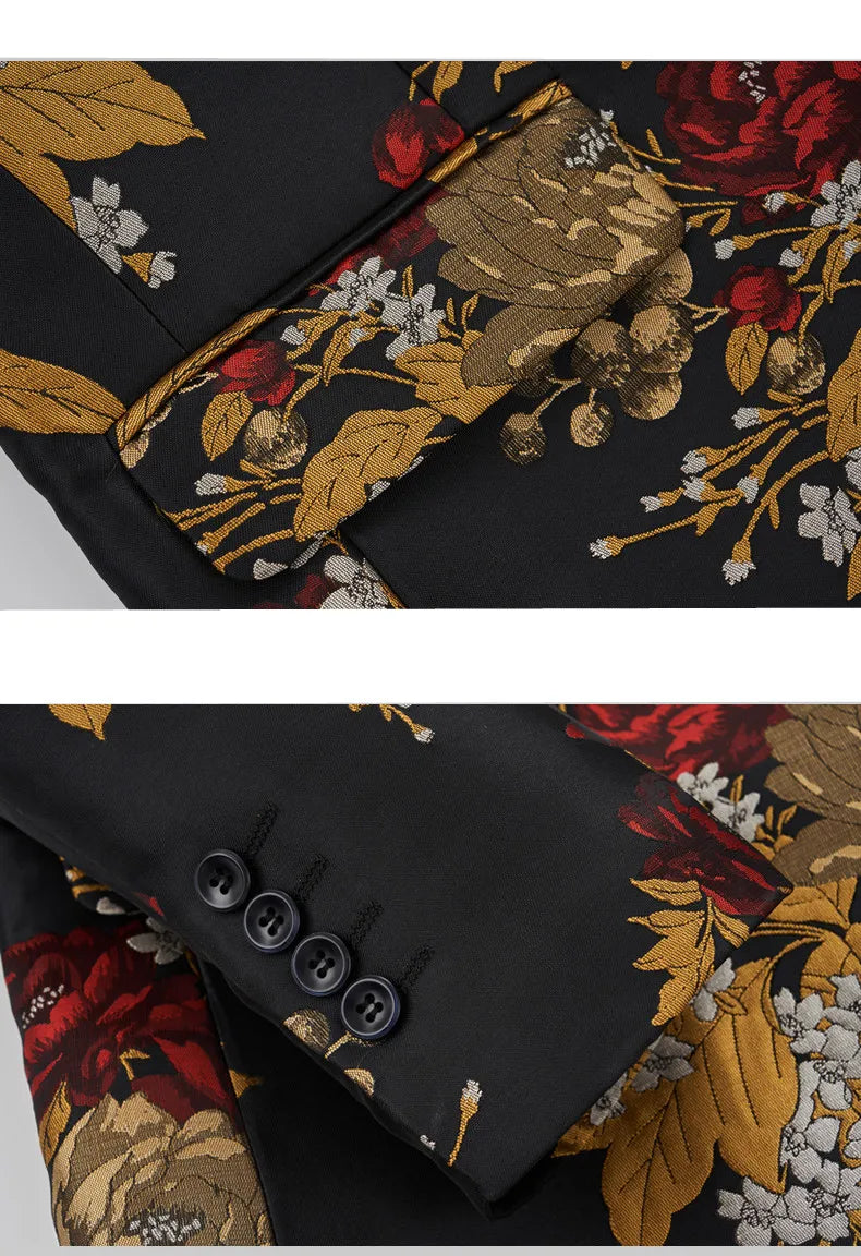 Fashion Brand Men Business Tuxedo Suit 2 Piece Mens Wedding Prom Party Luxury Dress Jacquard Blazer and Pants