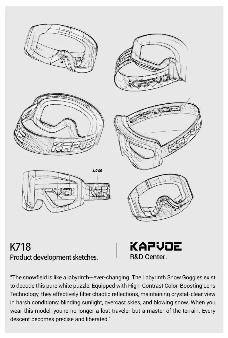KAPVOE Ski goggles Anti-fog Skiing goggles Photochromic Outdoor Sports Magnetic Glasses Winter Snowboard Snowmobile Equipment