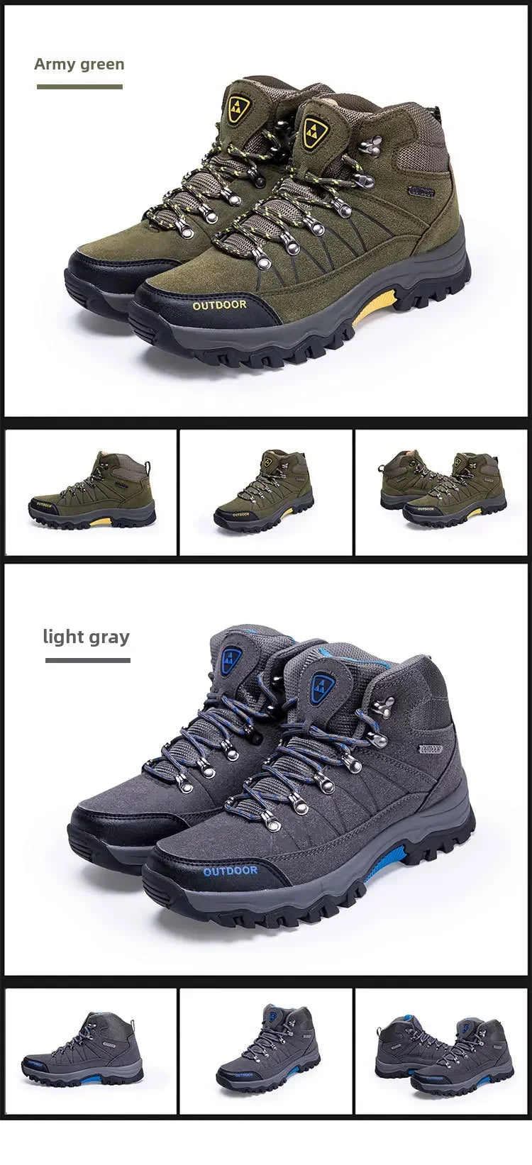 High-Top Men Hiking Boot Winter Outdoor Shoes Lace-Up Non-slip Outdoor Sports Casual Trekking Boots Man Waterproof Suede 2024