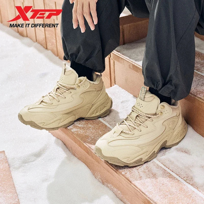 Xtep Male's Cotton Shoes 2025 Winter New Arrival Cushioning Warm Wear-Resistant Soft Lightweight Jogging Sneakers 875419370009