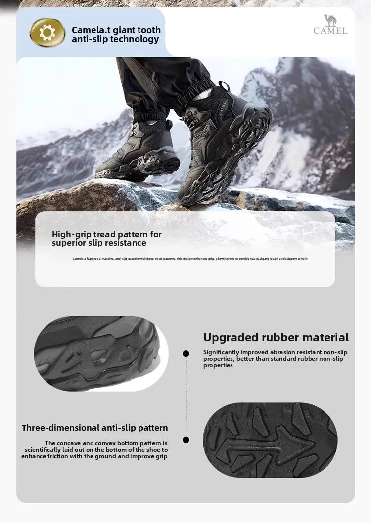 Golden Camel Men's Outdoor Hiking Boots High-Top Lace-Up Non-slip Sports Casual Trekking Boot 2025 Winter Suede Warm Women Shoes