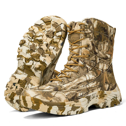 New Trendy Camouflage Hiking Boots for Men Platform Waterproof Trekking Boots Big Size 47 Non-slip Outdoor Boots Men
