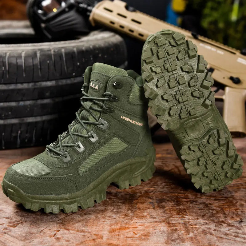 CHRLCK Men Non-Slip Hiking Shoes Combat Boots Wear-resistant Hiking Shoes Waterproof Mountaineering Trekking Boots Outdoor Sport