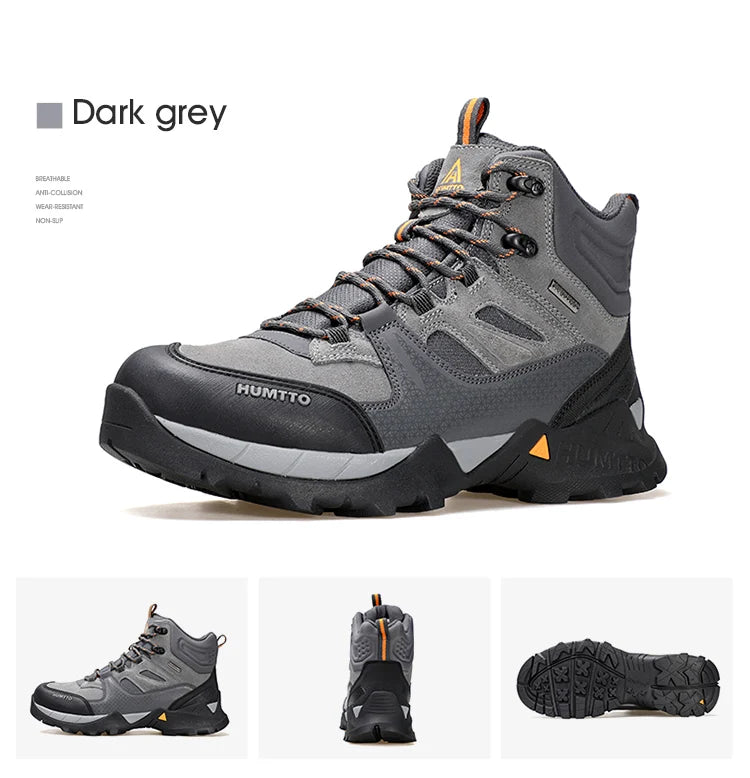 HUMTTO Hiking Shoes Men Trainers Outdoor Trekking Boots Mens Breathable Winter Men's Sports Shoes Leather Safety Work Sneakers