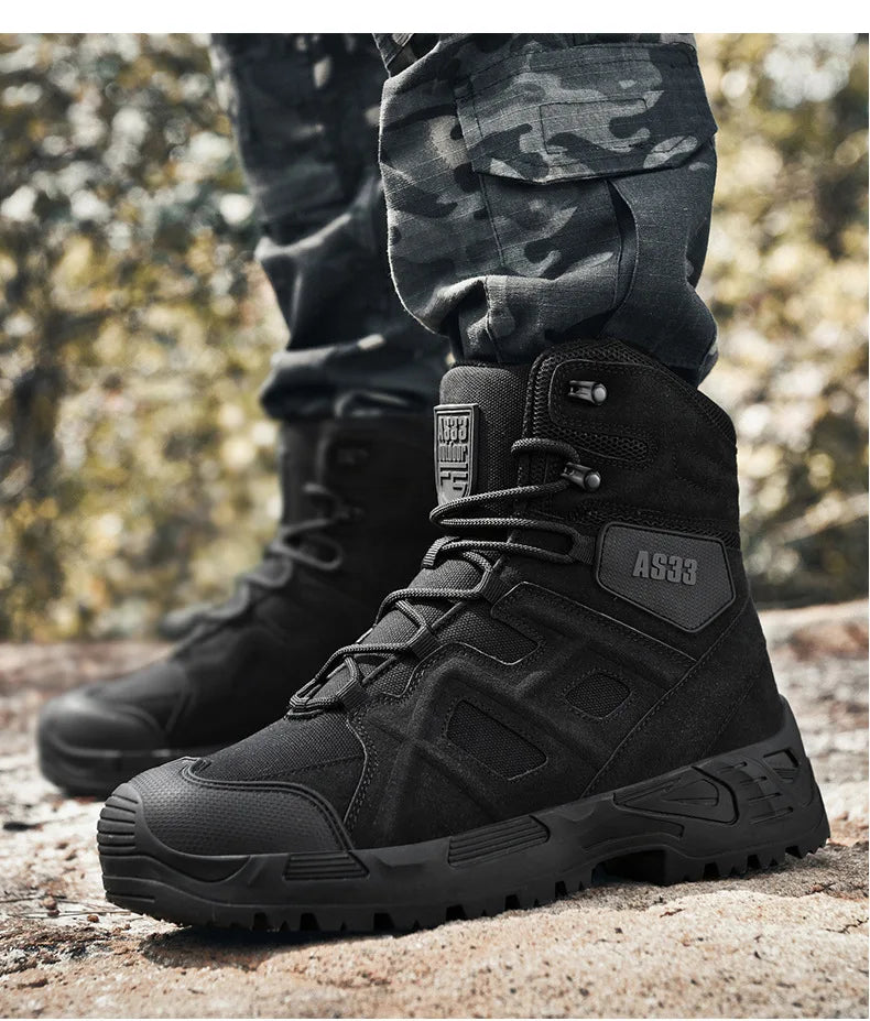 CHRLCK Men's Hiking Shoes Waterproof Non-slip Trekking Boots Outdoor Sport Wear-resistant Mountaineering Tactical Shoes