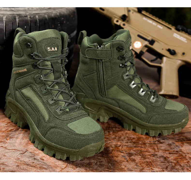 CHRLCK Men Non-Slip Hiking Shoes Combat Boots Wear-resistant Hiking Shoes Waterproof Mountaineering Trekking Boots Outdoor Sport