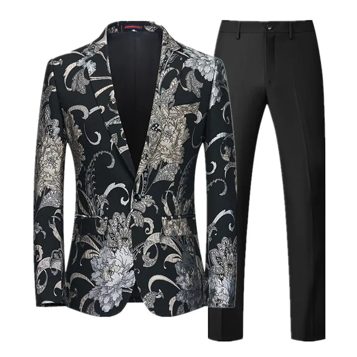 Fashion Brand Men Business Tuxedo Suit 2 Piece Mens Wedding Prom Party Luxury Dress Jacquard Blazer and Pants