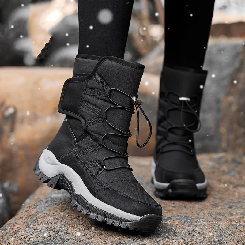 Women's Anti-Slip High-Top Trekking Boots Plush Warm Snow Shoes for Outdoor Hiking Mountain Climbing Winter Outdoor Activities