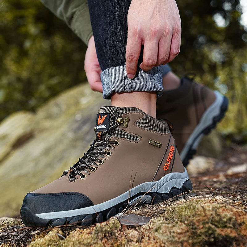 Men Winter Snow Boots Waterproof Leather Sneakers Super Warm Men's Boots Outdoor Male Hiking Boots Work Shoes Zapatillas Hombre