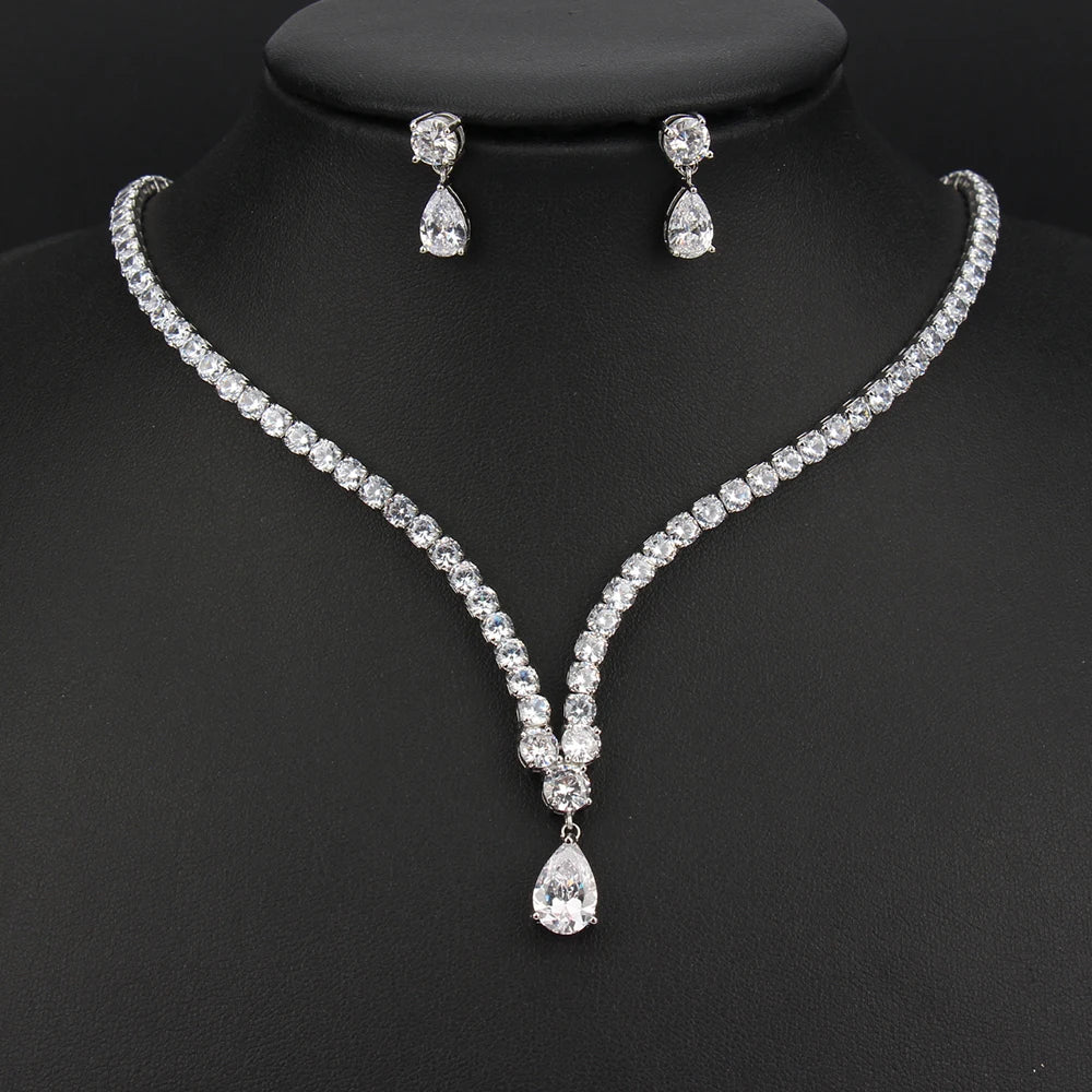 Emmaya Noble Cubic Zircon Jewelry Set Bridal Wedding Party For Female Fascinating Dress-Up Geometry Shape Elegant Ornament