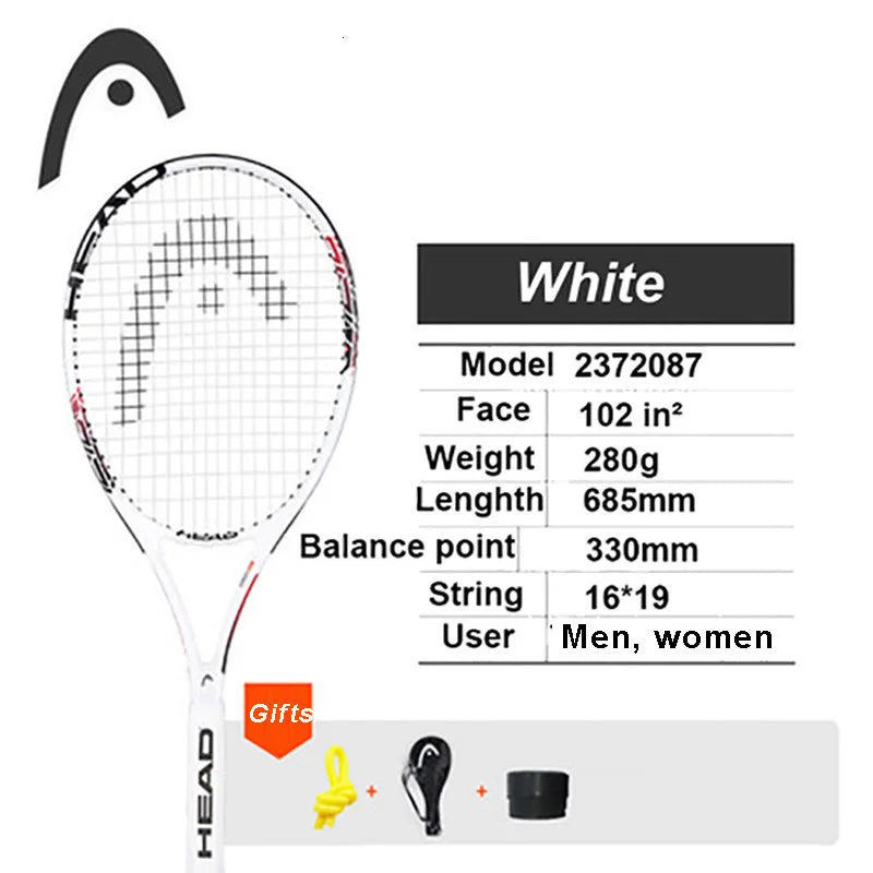 Original Head Tennis Racket Black Professional Tennis Racquet Carbon Tenis Padel With Bag Overgrip Dampener Raquete De Tenis 414