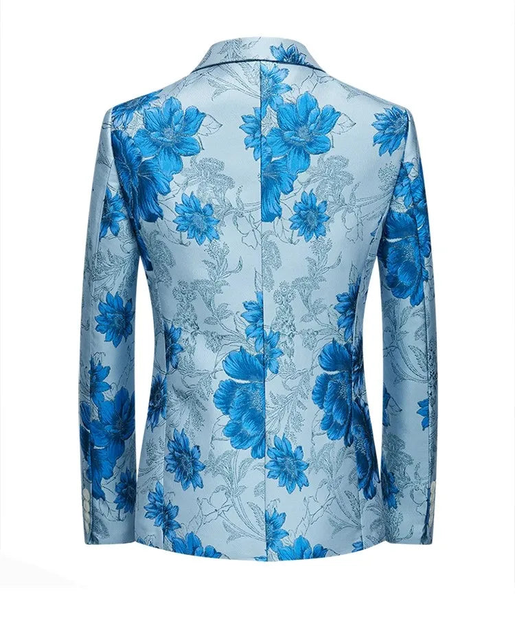 (Jacket + Trousers) Fashion Men Jacquard Suits, High Quality Male Business Social Groom Wedding Party Flower Dress Set