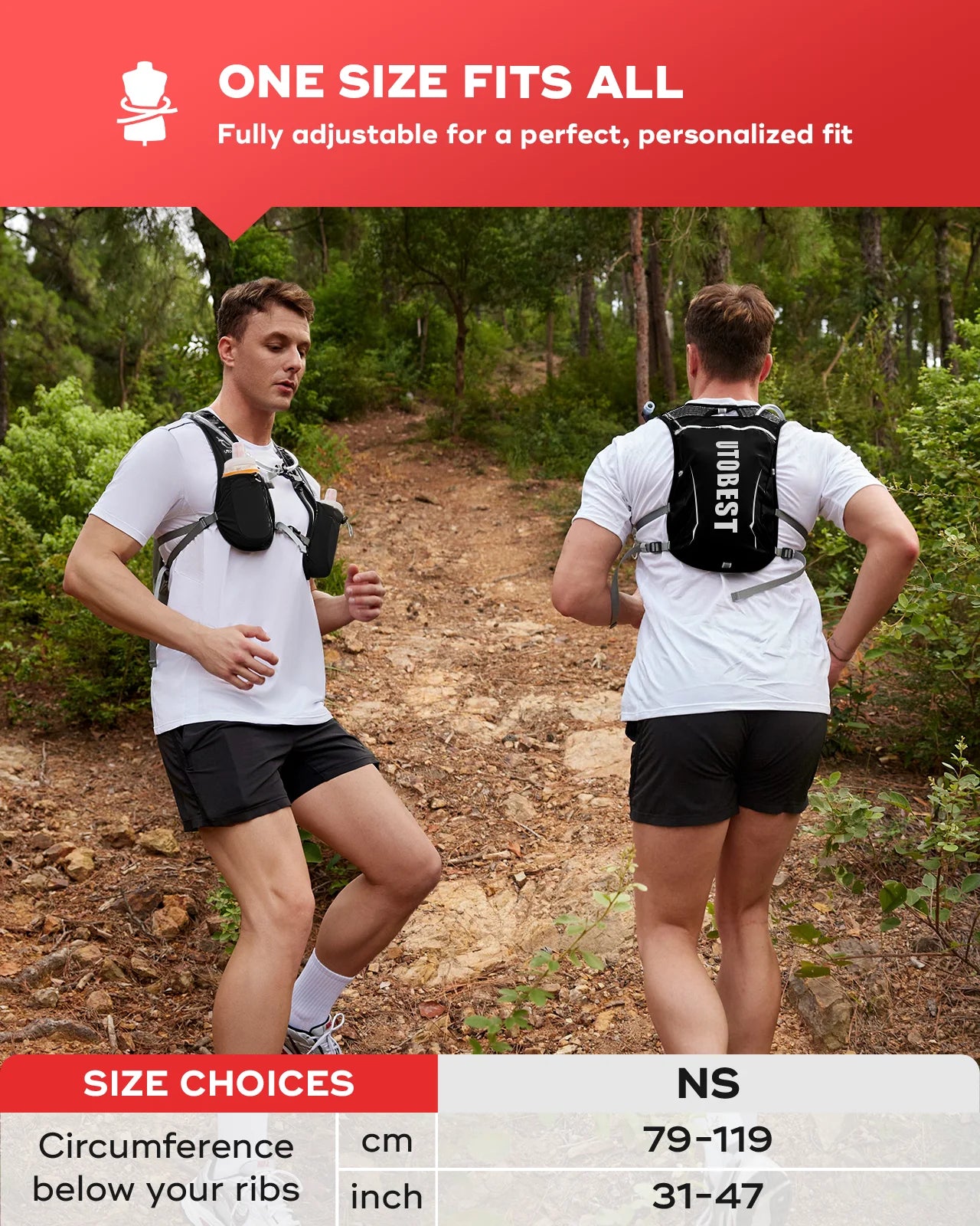 UTOBEST Trail Running Backpack 5L Ultra Lightweight Hydration Vest Breathable Functional Pack for Marathon Cycling Hiking