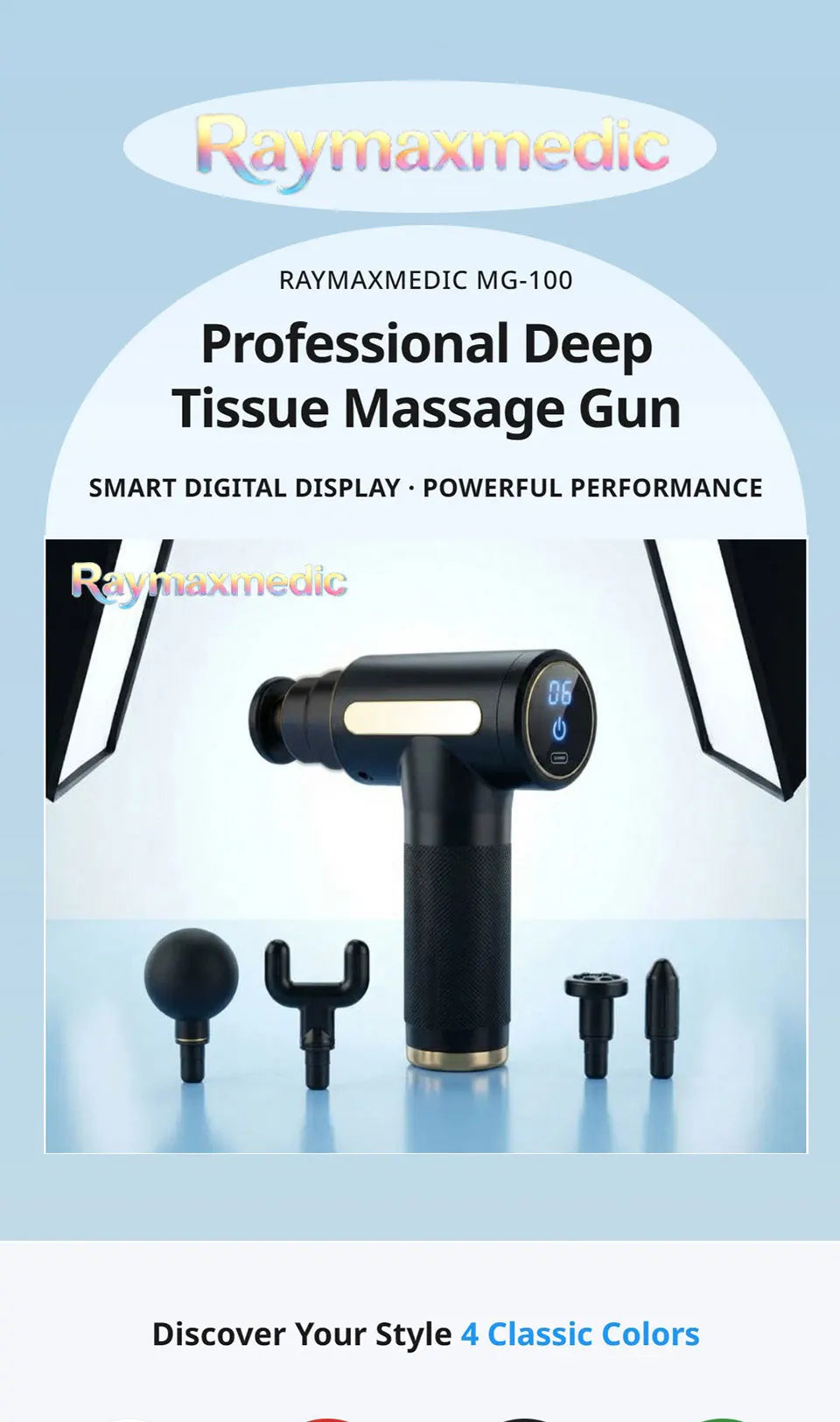 Raymax Portable Fascia Muscle Massage Gun Protable Body Massager Deep Handheld Percussion Massager For Body Back And Neck Leg