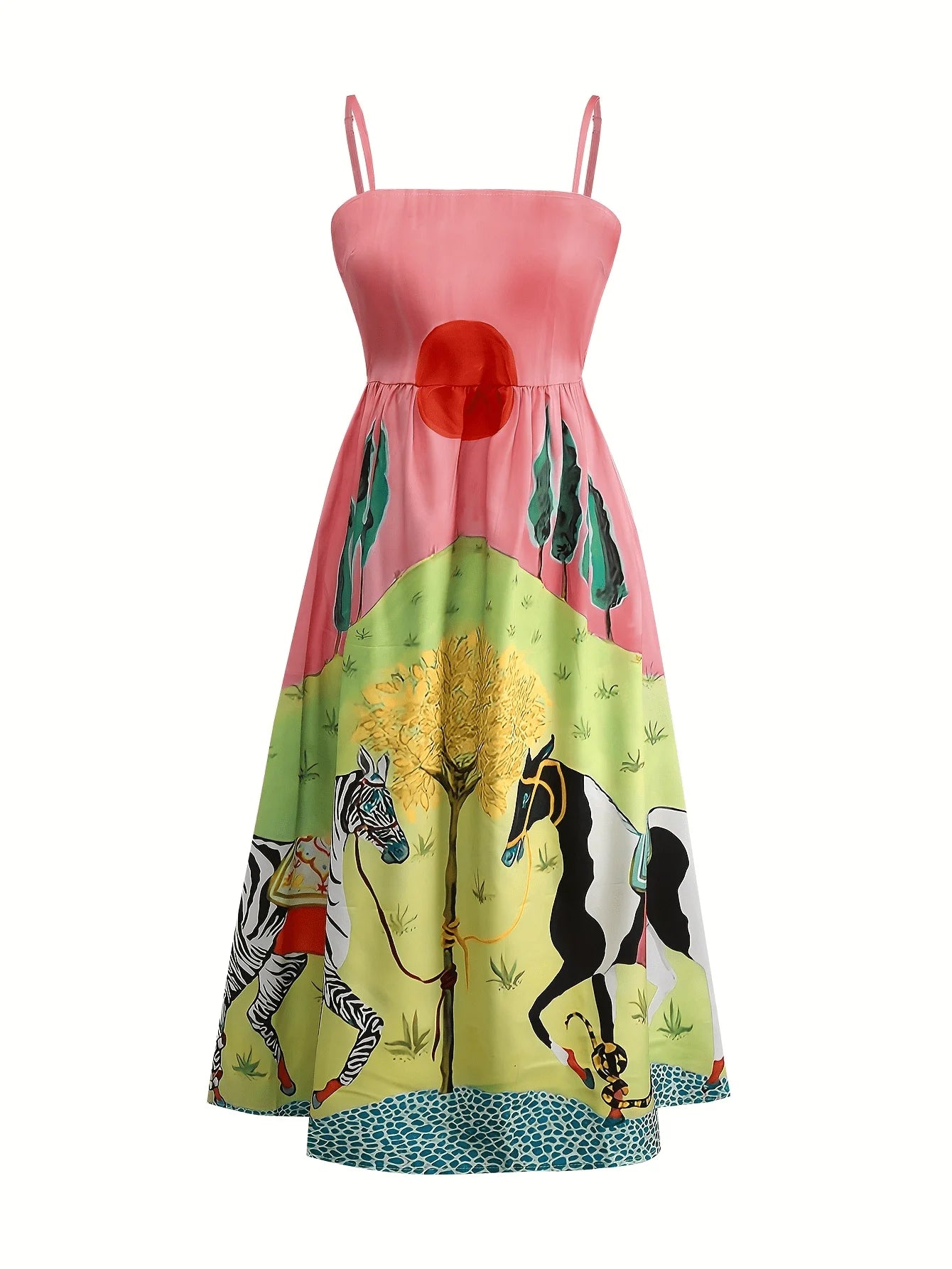 Elegant Animal Print Sleeveless One-Piece Summer Dress for Women Sensational Design Ladies Sling Fashion