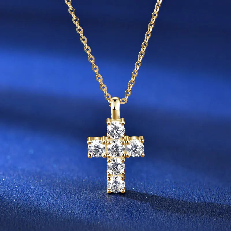 Ehhai GRA Certified 3.5mm Round Moissanite Cross Pendant Necklace for Women Real S925 Sterling Silver Wedding Fine Jewelry Gifts