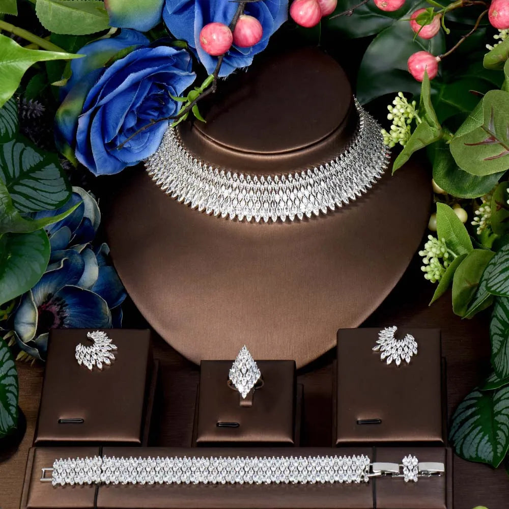 May New Accessories Classic Beauty Jewellery Women's Set Necklace Earrings Cubic Zirconia Dress Dinner Wedding Bridal M-216