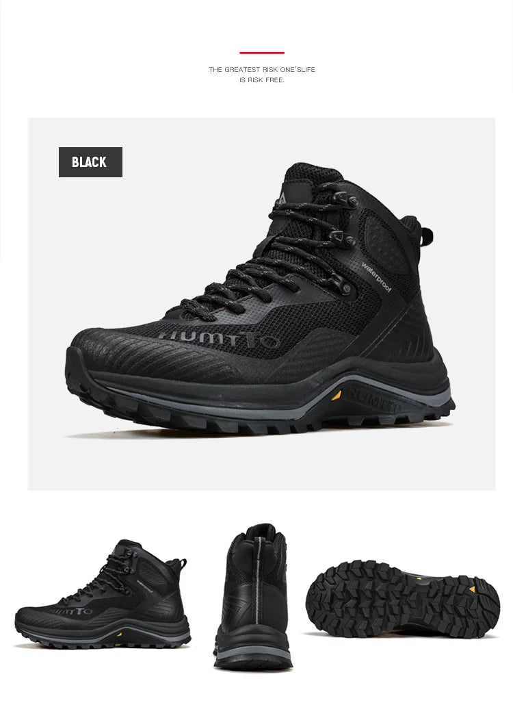HUMTTO Hiking Shoes Men Trainers Outdoor Trekking Boots Mens Breathable Winter Men's Sports Shoes Leather Safety Work Sneakers