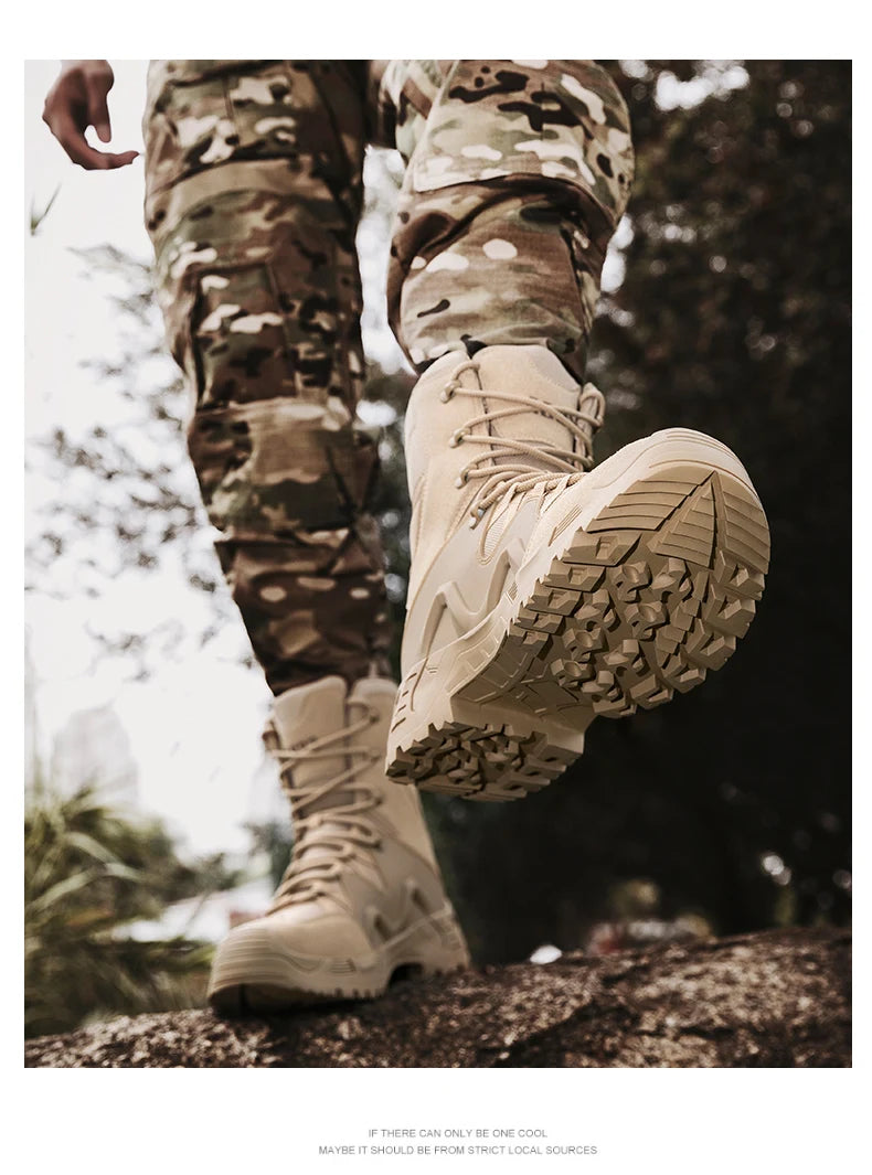 Men High-top Hiking Shoes Outdoor Shoes Non-Slip Casual Trekking Boots Hiking Boot Lace Up Hunting Tactical Trekking Sneakers