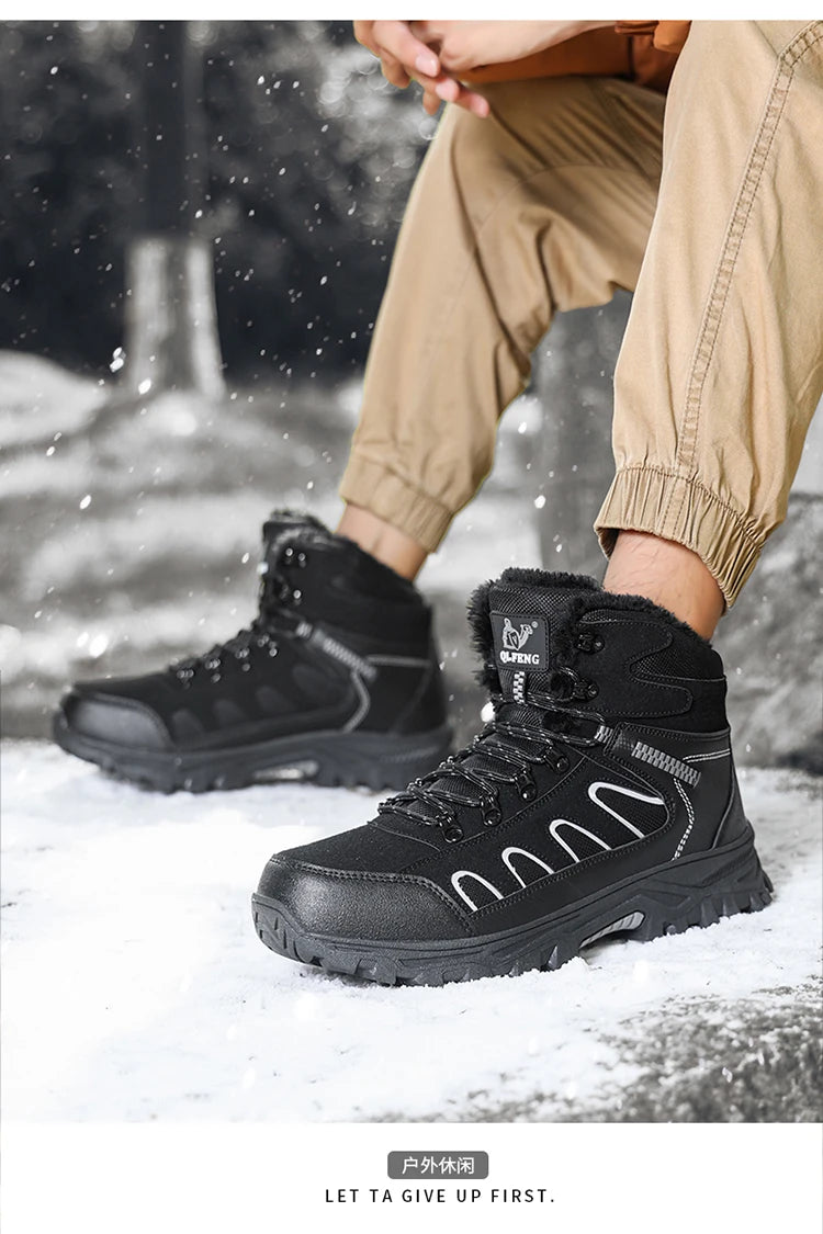 Large 49 Outdoor Ankle Boots Men Non Slip Fashion Lace Up Climbing Leather Winter Hiking Footwear High Top Leisure Hiking Shoes