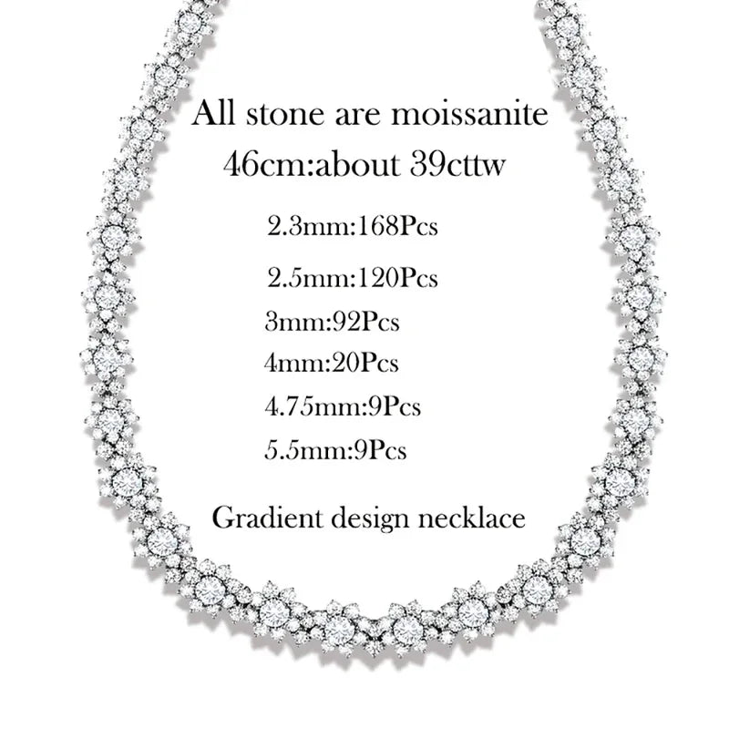 NKHOG Full Moissanite Jewelry Set 925 Sterling Silver Sunflower Necklace Bracelet Earring Sets For Women Fine Jewelry GRA Tested