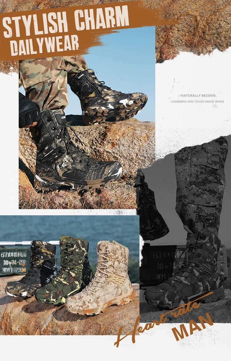 High Quality Men's Outdoor Boots Camouflage Hunting Man Trekking Boot Anti-slip Waterproof Boots Men botas senderismo hombre