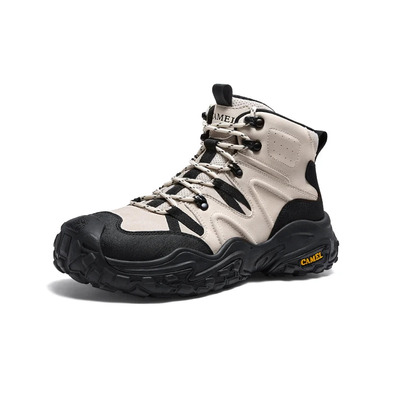 GOLDEN CAMEL Men's Hiking Shoes Anti-slip Waterproof High-Top Trekking Boots for Men Thick Sole Height Increasing Climbing Shoes