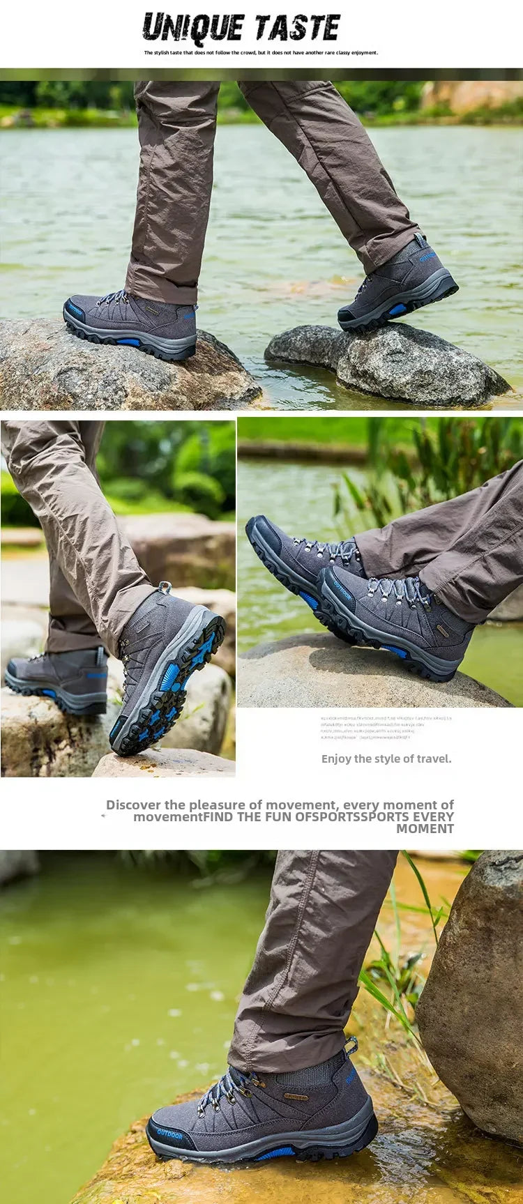 High-Top Men Hiking Boot Winter Outdoor Shoes Lace-Up Non-slip Outdoor Sports Casual Trekking Boots Man Waterproof Suede 2024