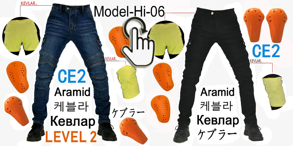 Kevlar Motorcycle Jeans Men Summer Riding Pants Blue Abrasion Resistant Windproof Dirt Bike Trousers Protective Gear