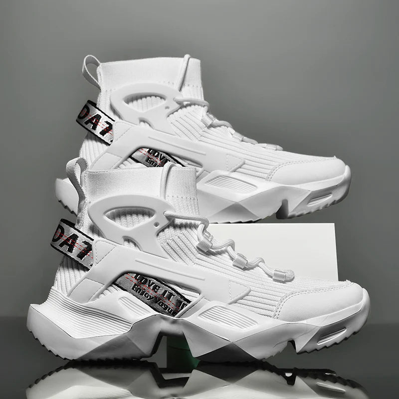New High-top Men Sneakers Fashion Damping Tennis Shoes Breathable Men's Running Shoes Light  Men's Casual Sports Walking Shoes