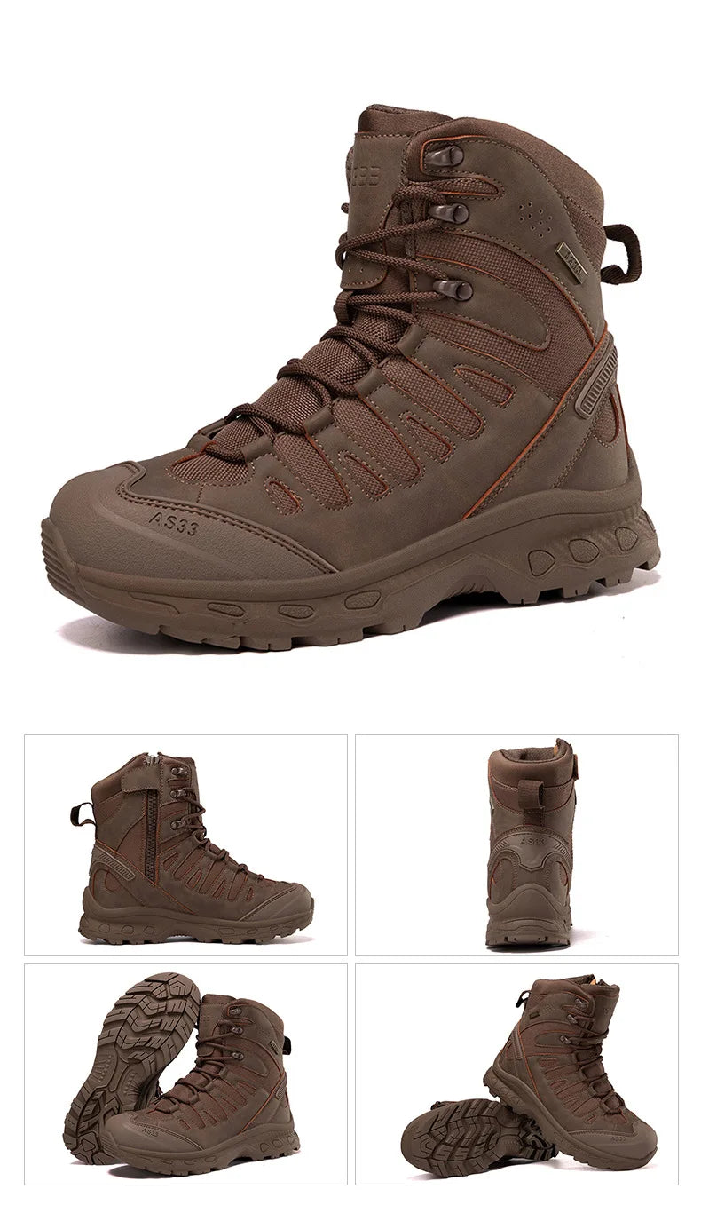 CHRLCK Men's Hiking Shoes Anti-slip Wear-resistant Tactical Boots Waterproof Military Trekking Boots Men Outdoor Travel Shoes