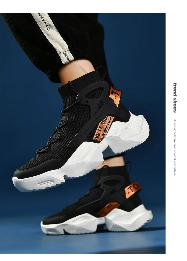 New High-top Men Sneakers Fashion Damping Tennis Shoes Breathable Men's Running Shoes Light  Men's Casual Sports Walking Shoes