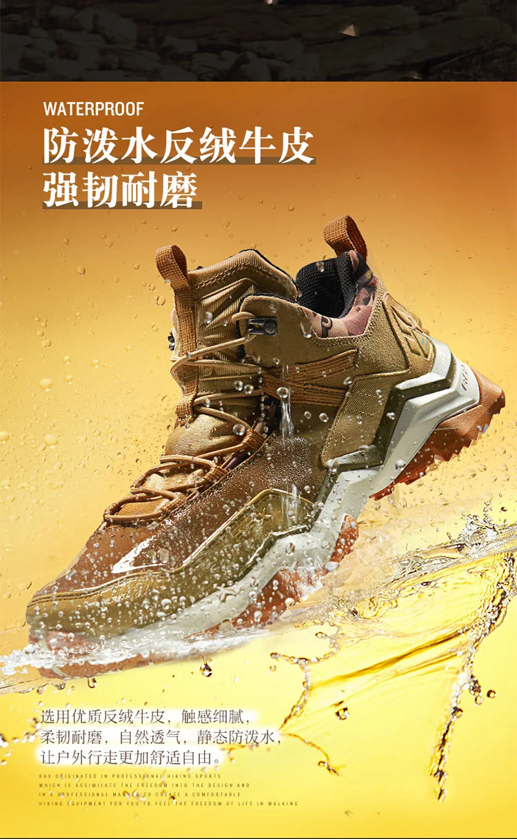 RAX Men's Waterproof Hiking Shoes Women Climbing Backpacking Trekking Boots Men Outdoor Shoes Anti-slip Mountain Sneakers Men
