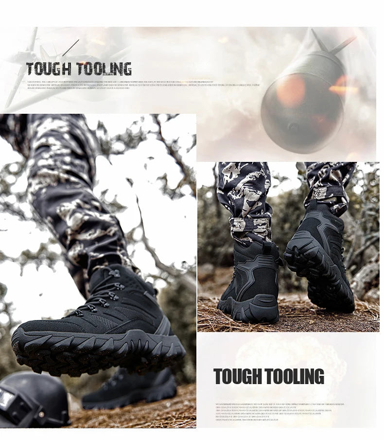 CHRLCK Tactical Boots Outdoor Sports Men's Trekking Boots Waterproof Hiking Shoes Shock Absorbing Anti-slip Sneakers Male