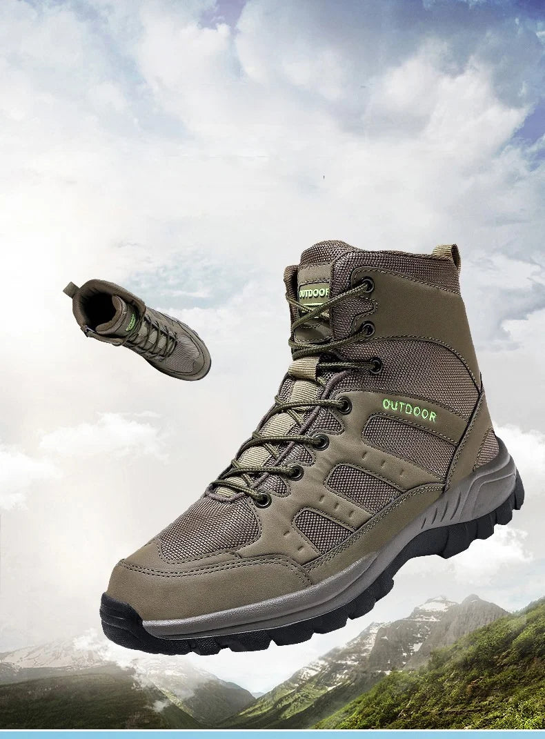 High-Top Men Hiking Boot Winter Outdoor Shoes Lace-Up Non-slip Sports Casual Trekking Boots Man Suede Warm Shoes Men Winter