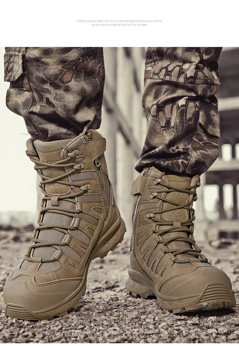 CHRLCK Men's Hiking Shoes Anti-slip Wear-resistant Tactical Boots Waterproof Military Trekking Boots Men Outdoor Travel Shoes