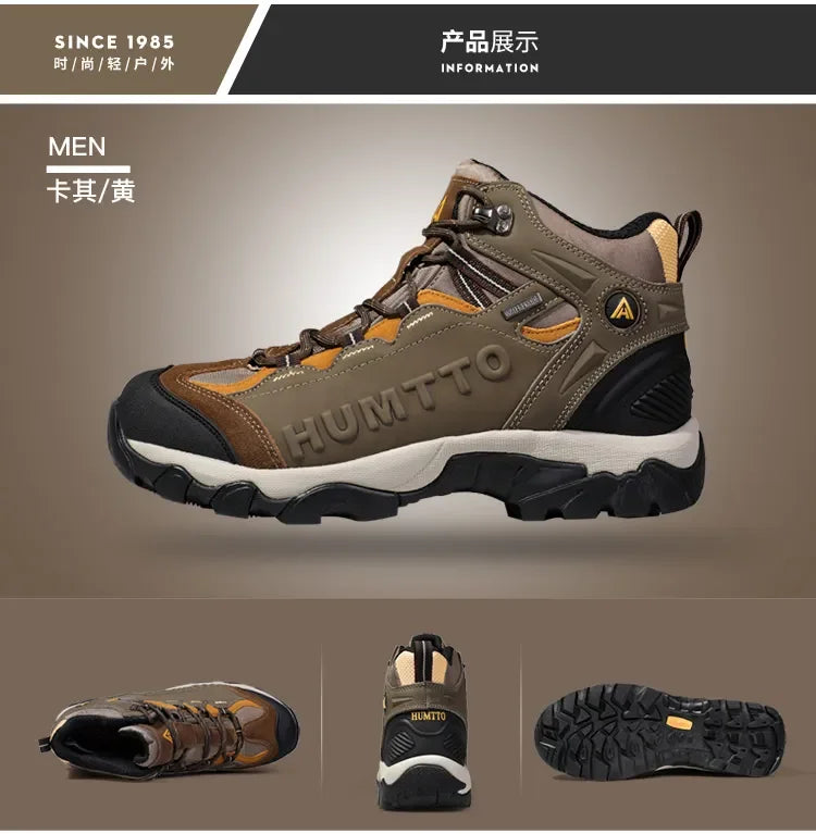 HUMTTO Hiking Shoes Breathable Camping Leather Men's Sports Shoes for Men Winter Trekking Boots Outdoor Designer Sneakers Man