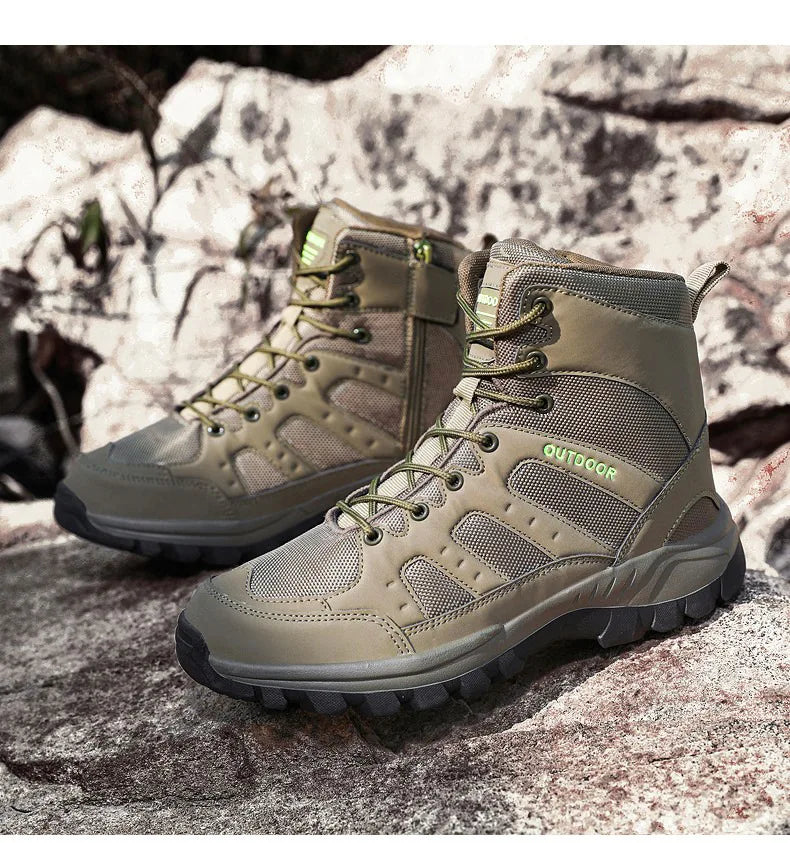 High-Top Men Hiking Boot Winter Outdoor Shoes Lace-Up Non-slip Sports Casual Trekking Boots Man Suede Warm Shoes Men Winter