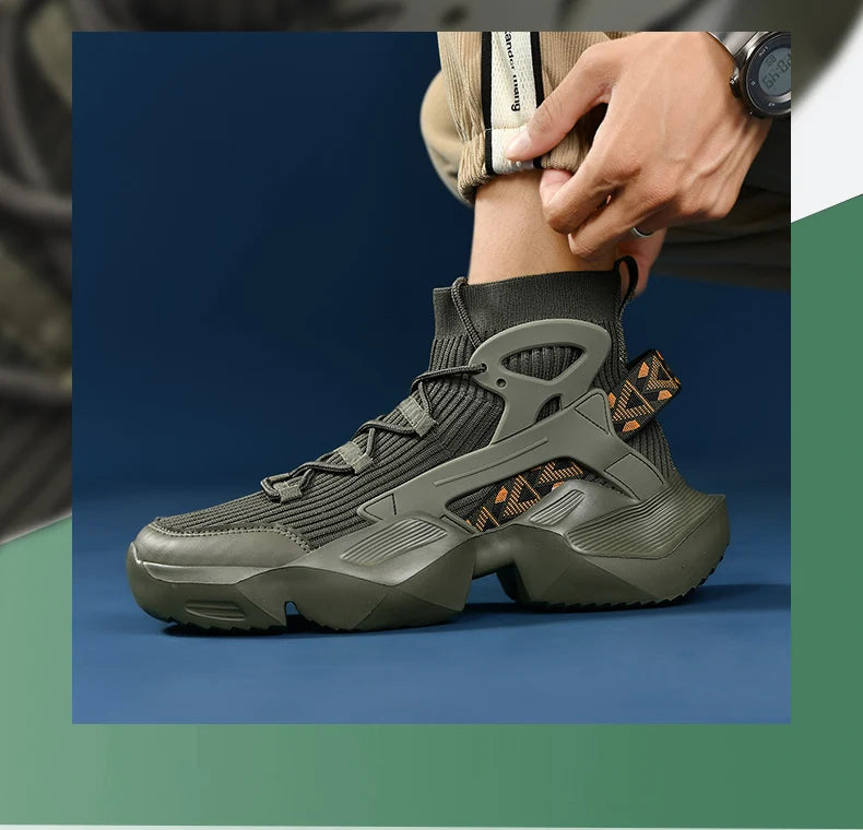 Running Shoes Casual High Top Men Sports Tenis Ankle Boots Breathable Lightweight Men Comfortable Athletic Nonskid Sock Sneakers