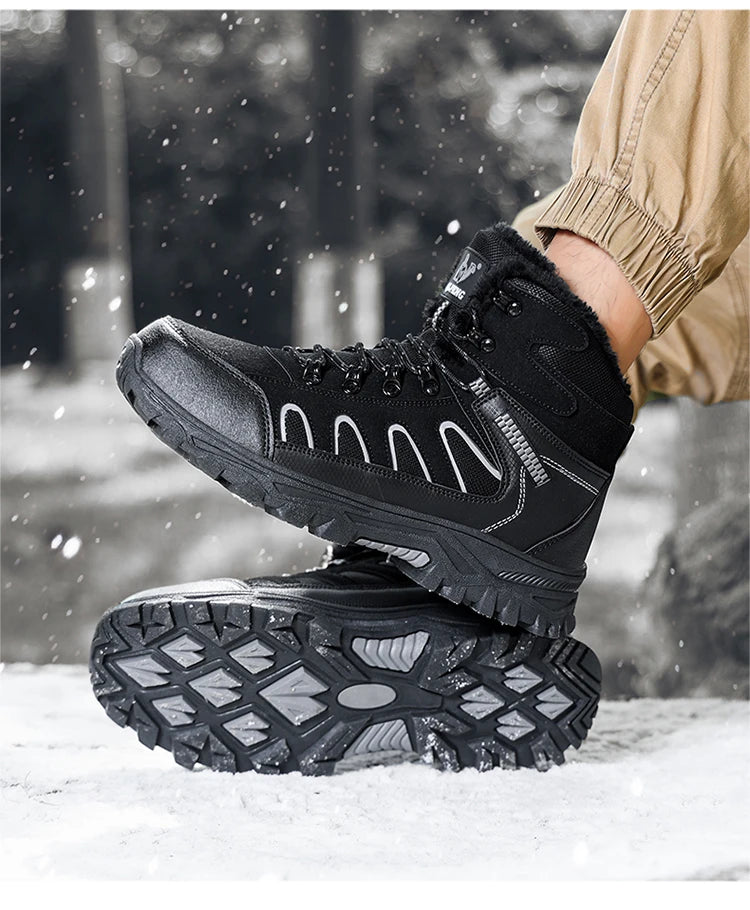 Large 49 Outdoor Ankle Boots Men Non Slip Fashion Lace Up Climbing Leather Winter Hiking Footwear High Top Leisure Hiking Shoes