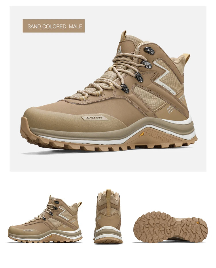 HUMTTO Hiking Shoes Men Trainers Outdoor Trekking Boots Mens Breathable Winter Men's Sports Shoes Leather Safety Work Sneakers