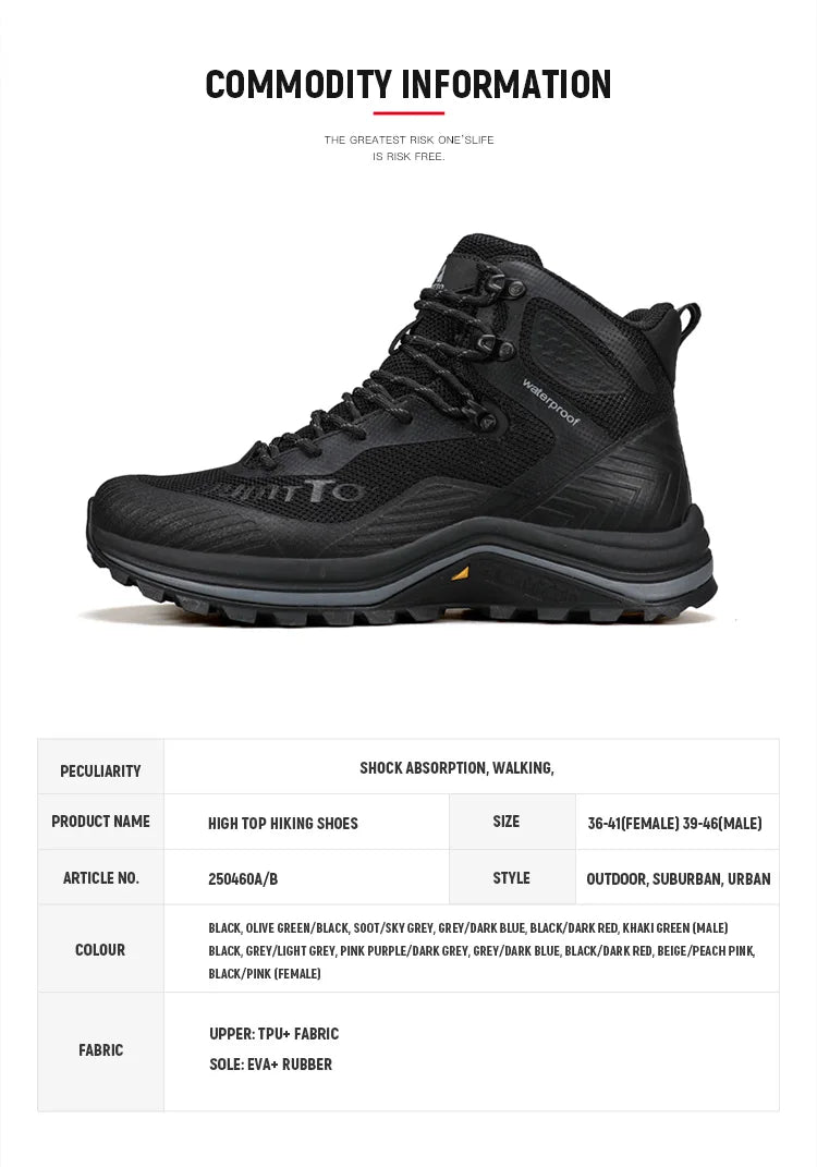 HUMTTO Hiking Shoes Men Trainers Outdoor Trekking Boots Mens Breathable Winter Men's Sports Shoes Leather Safety Work Sneakers