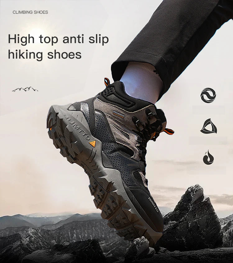 HUMTTO Waterproof Womens Hiking Shoes Luxury Designer Boots for Women Outdoor Climbing Trekking Sneakers New Leather Ankle Boots