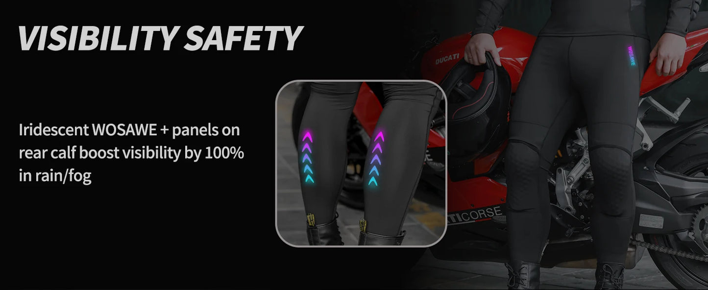 WOSAWE Motorcycle Compression Pants with CE Certified Pads Off-road Motocross Motorbike Riding Breathable Protective Trousers