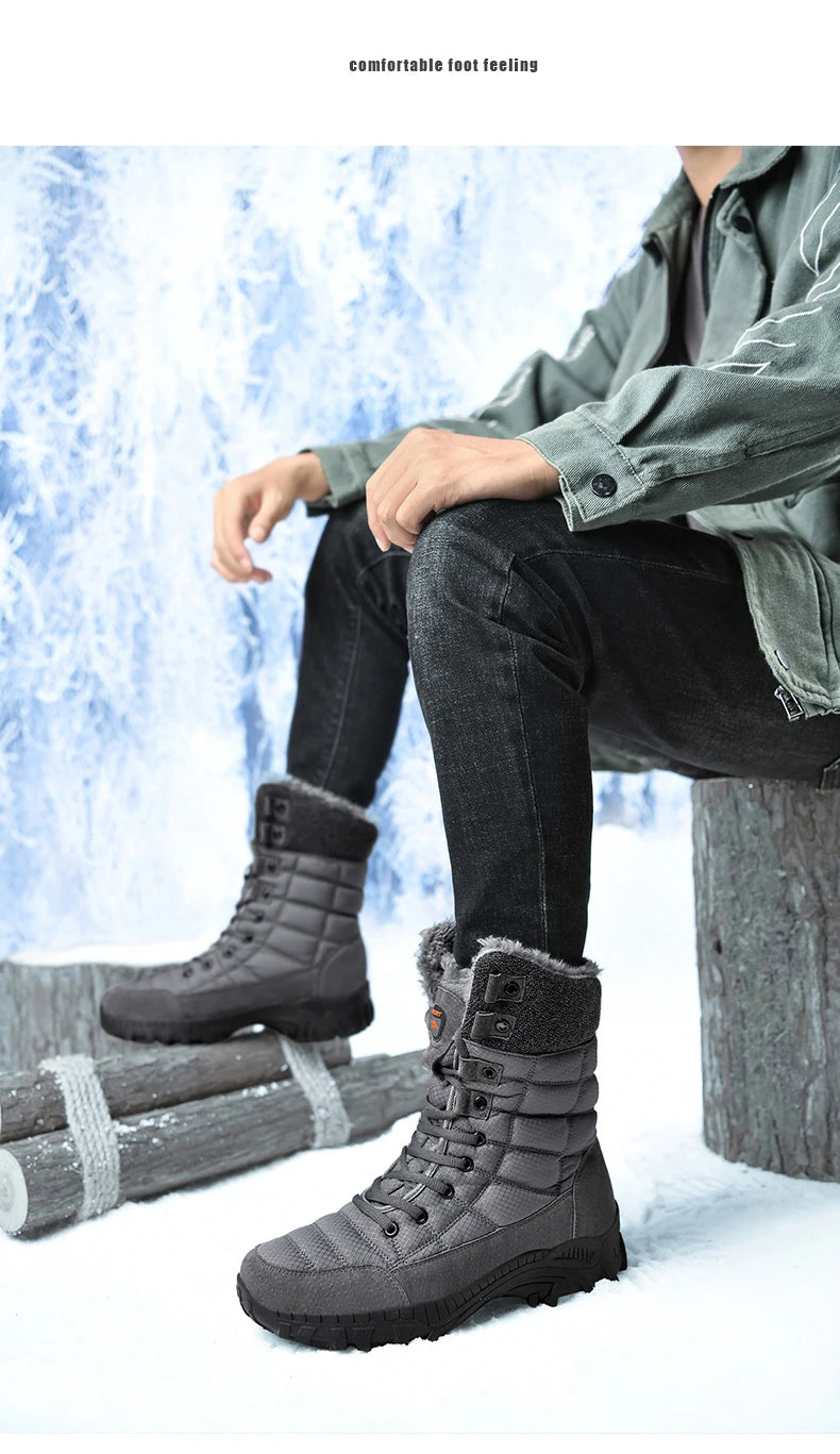 Men Shoes Snow Boots Men  Plus Velvet Warm Trend  High Top Winter 2023 New Outdoor Mountaineering Padded Mens Hiking Boots