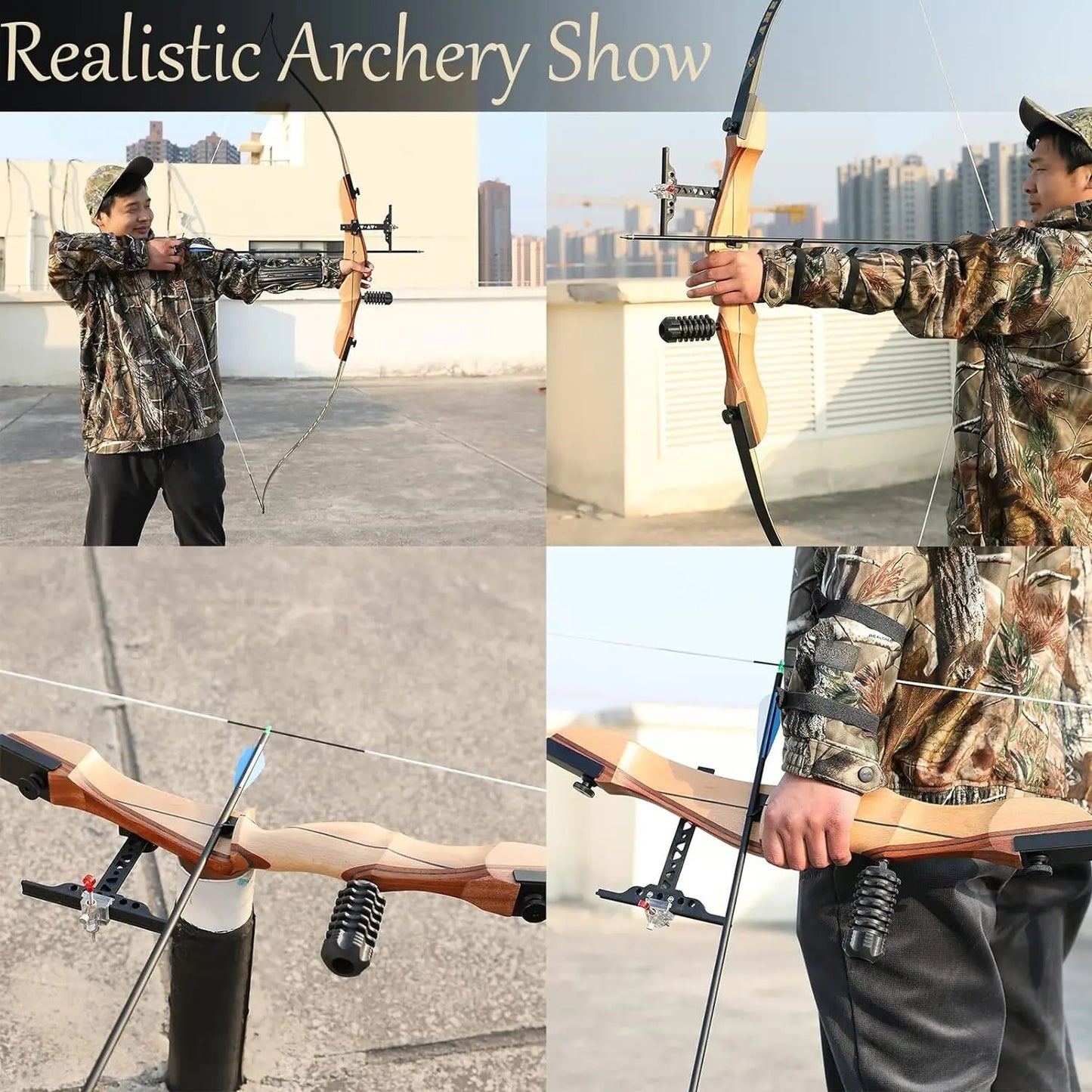 68" 20-40lbs Recurve Bow Archery Take Down Bow Carbon Arrow Shooting Split Wooden Bow Right Hand Hunting Target Practice Set