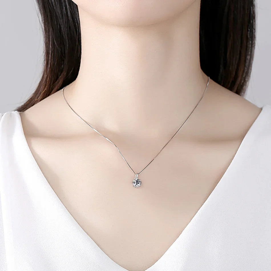 1 Ct Real Moissanite Pendant Necklace for Women Royal Blue Color Moissanite 925 Sterling Silver Wedding Fine Jewelry