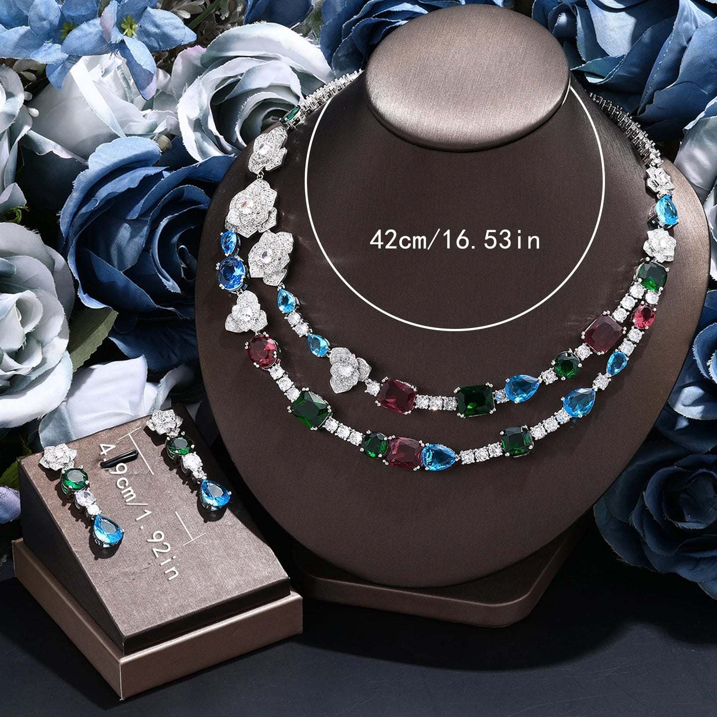 2024 New Cube Zirconia 2-piece Bridal Wedding Jewelry Set Dubai Saudi Arabia Nigeria Crystal Wedding Jewelry Set Party Banquet E