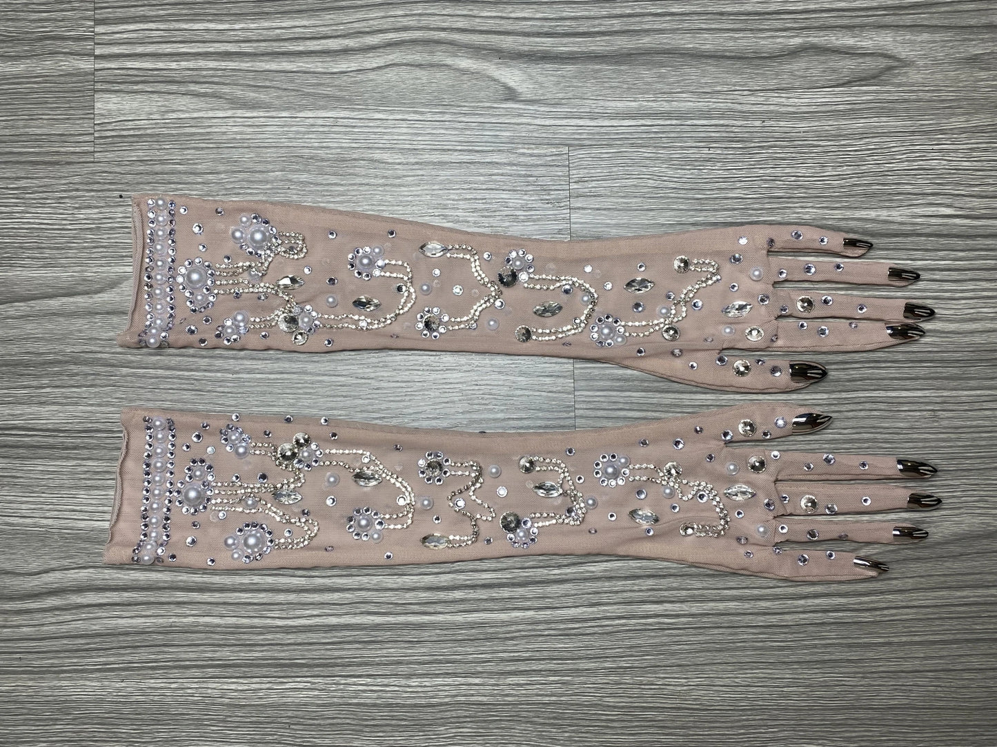 Luxurious Stretch Rhinestone Gloves WomenSparkling Crystal Mesh Long Perspective GlovesDancer Singer Stage Wear Accessories  7G